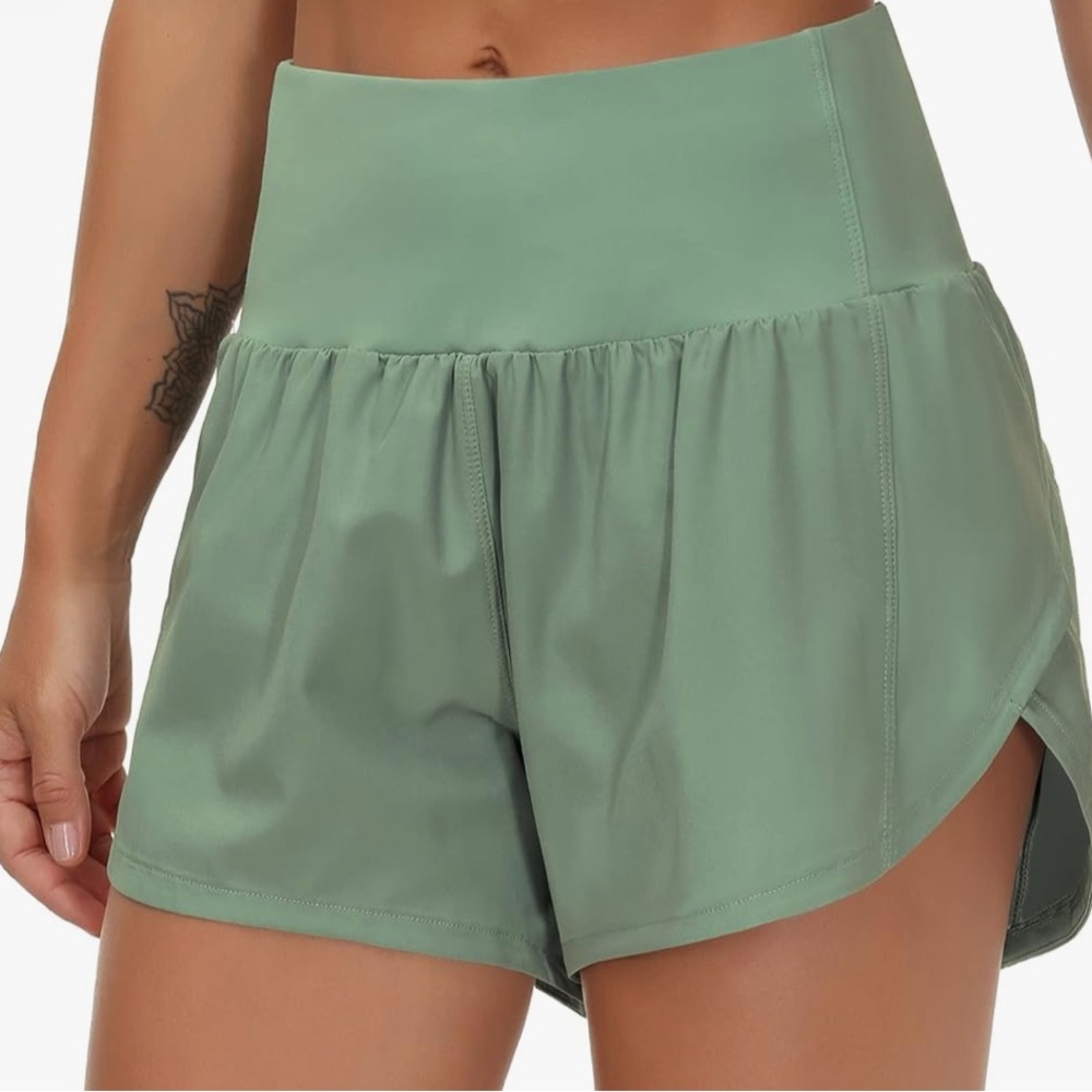 THE GYM PEOPLE Womens High Waisted Running Shorts Quick Dry with Mesh Liner